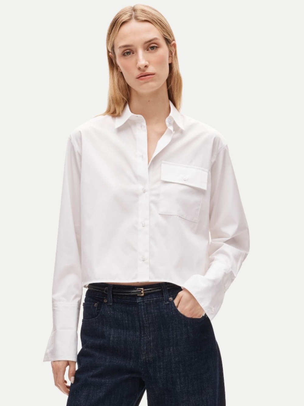 J crew Esme cropped button-up shirt in Greenwich poplin